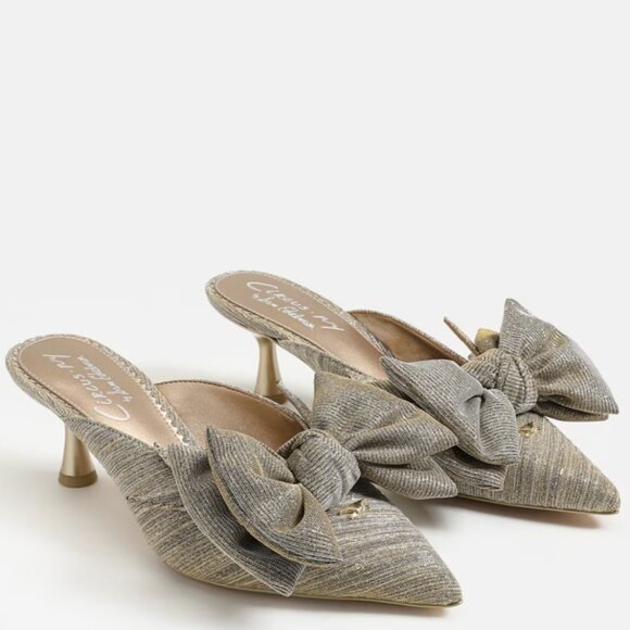 NEW Circus By Sam Edelman Fiona Bow Mule Heel Color:  Soft Gold Metallic - Picture 1 of 10